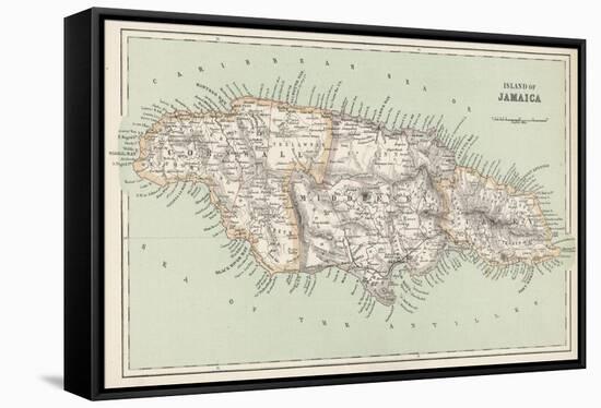 Map of Jamaica-null-Framed Stretched Canvas