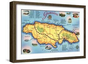 Map of Jamaica-null-Framed Art Print