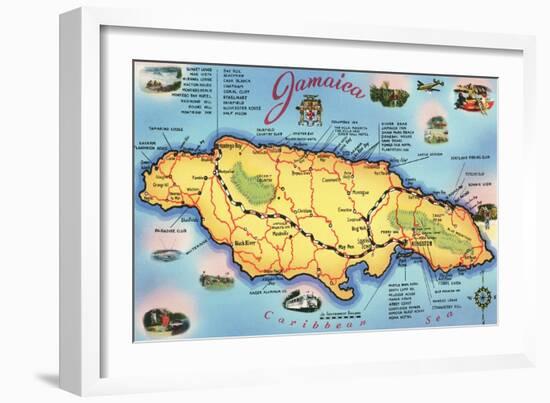 Map of Jamaica-null-Framed Art Print