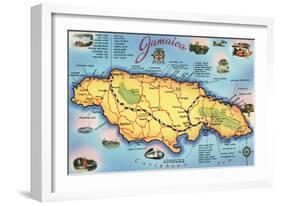 Map of Jamaica-null-Framed Art Print