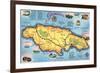 Map of Jamaica-null-Framed Premium Giclee Print