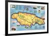 Map of Jamaica-null-Framed Premium Giclee Print