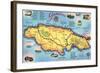 Map of Jamaica-null-Framed Art Print