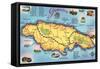 Map of Jamaica-null-Framed Stretched Canvas