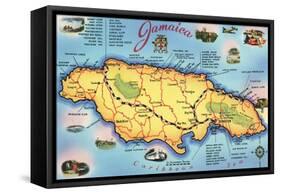 Map of Jamaica-null-Framed Stretched Canvas