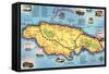 Map of Jamaica-null-Framed Stretched Canvas