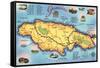 Map of Jamaica-null-Framed Stretched Canvas