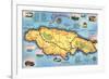 Map of Jamaica-null-Framed Premium Giclee Print