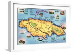 Map of Jamaica-null-Framed Art Print