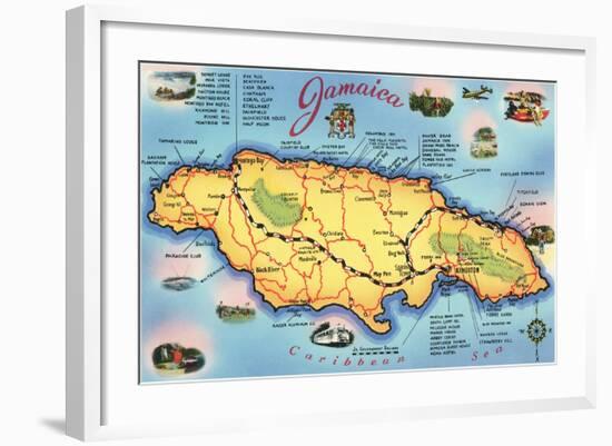 Map of Jamaica-null-Framed Art Print