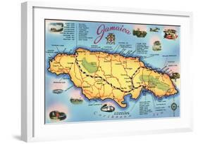 Map of Jamaica-null-Framed Art Print