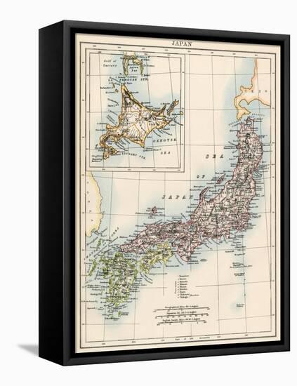 Map of Japan, 1870s-null-Framed Stretched Canvas