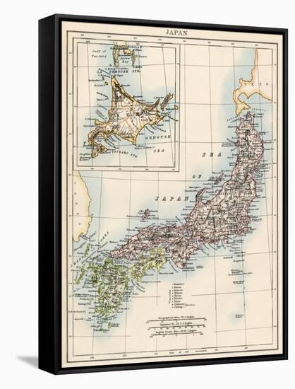 Map of Japan, 1870s-null-Framed Stretched Canvas