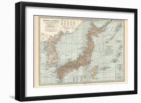 Map of Japan and Korea. Insets of Kurile Islands and Liu-Kiu Islands and Formosa (Taiwan)-Encyclopaedia Britannica-Framed Art Print