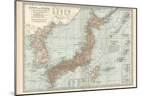 Map of Japan and Korea. Insets of Kurile Islands and Liu-Kiu Islands and Formosa (Taiwan)-Encyclopaedia Britannica-Mounted Art Print