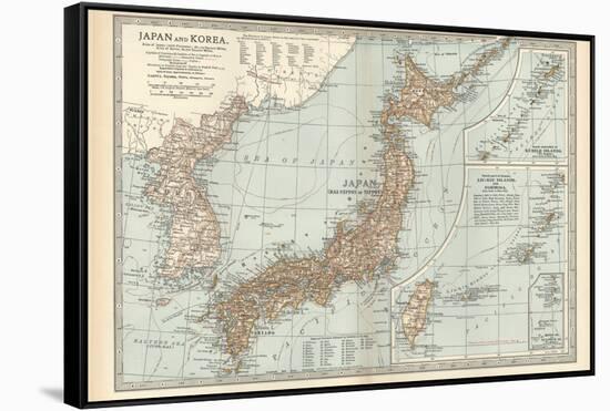 Map of Japan and Korea. Insets of Kurile Islands and Liu-Kiu Islands and Formosa (Taiwan)-Encyclopaedia Britannica-Framed Stretched Canvas