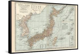 Map of Japan and Korea. Insets of Kurile Islands and Liu-Kiu Islands and Formosa (Taiwan)-Encyclopaedia Britannica-Framed Stretched Canvas