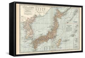 Map of Japan and Korea. Insets of Kurile Islands and Liu-Kiu Islands and Formosa (Taiwan)-Encyclopaedia Britannica-Framed Stretched Canvas