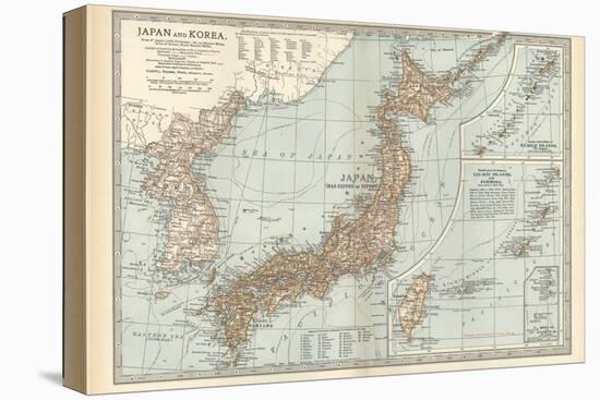 Map of Japan and Korea. Insets of Kurile Islands and Liu-Kiu Islands and Formosa (Taiwan)-Encyclopaedia Britannica-Stretched Canvas