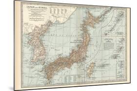 Map of Japan and Korea. Insets of Kurile Islands and Liu-Kiu Islands and Formosa (Taiwan)-Encyclopaedia Britannica-Mounted Art Print