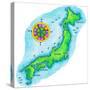 Map of Japan-Jennifer Thermes-Stretched Canvas