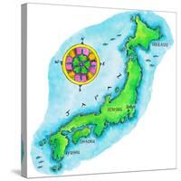 Map of Japan-Jennifer Thermes-Stretched Canvas