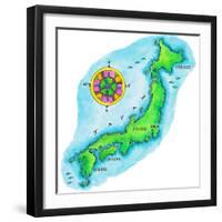Map of Japan-Jennifer Thermes-Framed Photographic Print