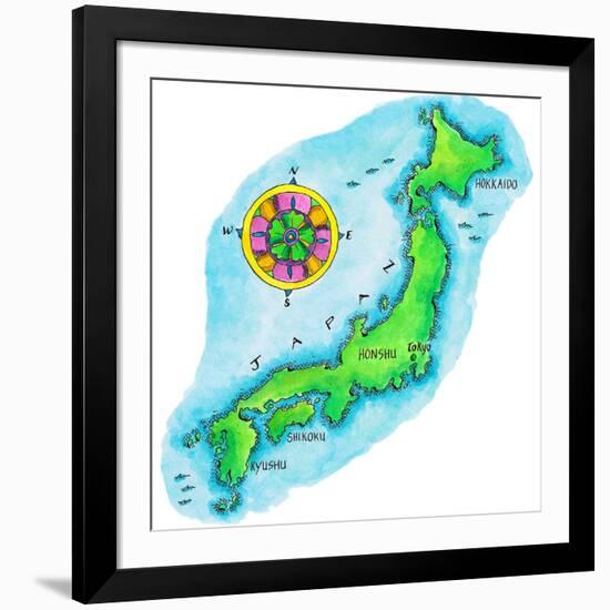 Map of Japan-Jennifer Thermes-Framed Photographic Print