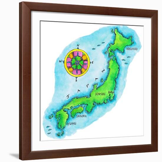 Map of Japan-Jennifer Thermes-Framed Photographic Print