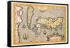 Map of Japan-Abraham Ortelius-Framed Stretched Canvas