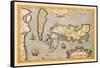 Map of Japan-Abraham Ortelius-Framed Stretched Canvas