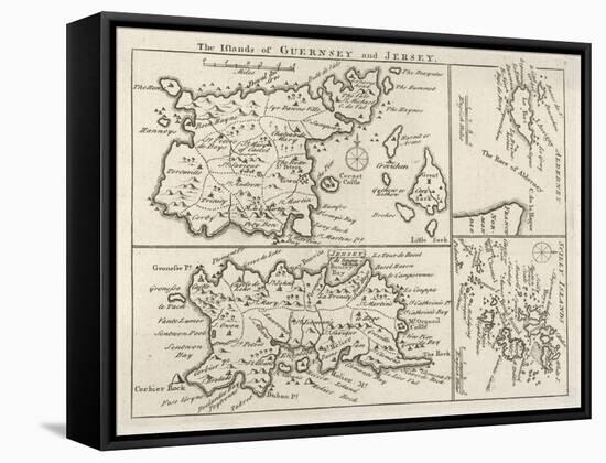 Map of Jersey Guernsey Alderney Sark and the Scilly Isles-null-Framed Stretched Canvas