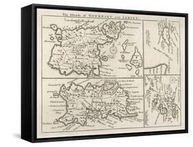Map of Jersey Guernsey Alderney Sark and the Scilly Isles-null-Framed Stretched Canvas