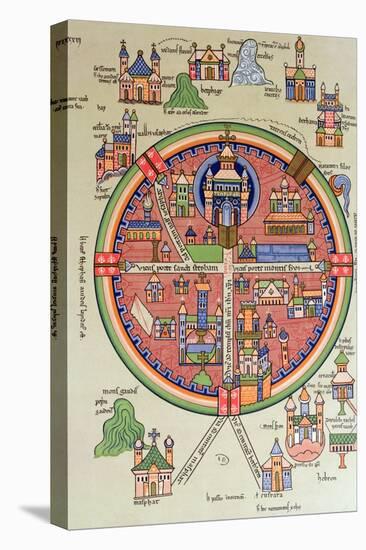 Map of Jerusalem and Palestine, Including the Sacred Sites and the Temple of Solomon-null-Stretched Canvas