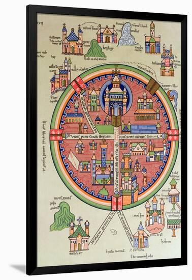 Map of Jerusalem and Palestine, Including the Sacred Sites and the Temple of Solomon-null-Framed Giclee Print