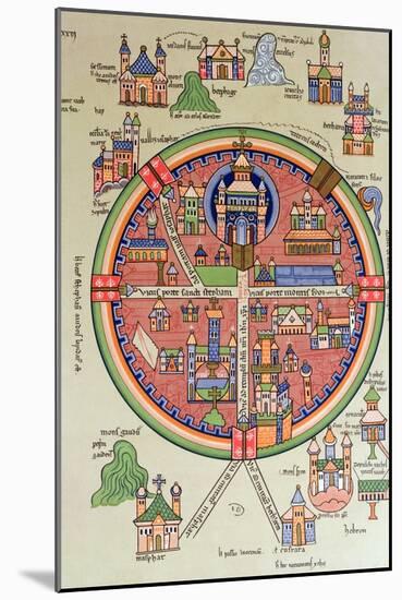Map of Jerusalem and Palestine, Including the Sacred Sites and the Temple of Solomon-null-Mounted Giclee Print