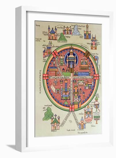 Map of Jerusalem and Palestine, Including the Sacred Sites and the Temple of Solomon-null-Framed Giclee Print