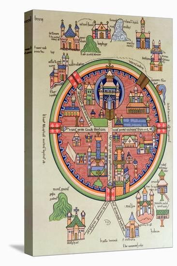 Map of Jerusalem and Palestine, Including the Sacred Sites and the Temple of Solomon-null-Stretched Canvas