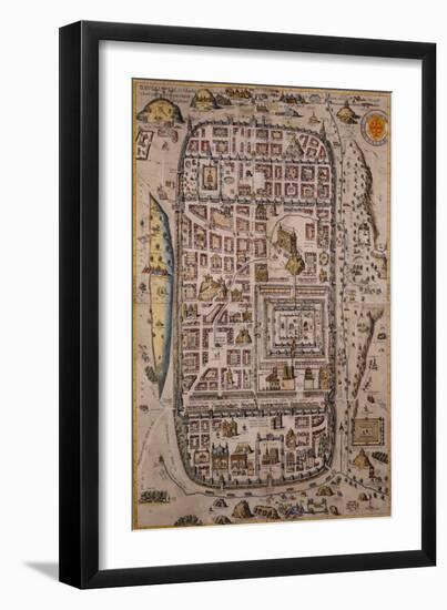 Map of Jerusalem and Surrounding Area Engraved-Joris Hoefnagel-Framed Giclee Print