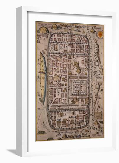 Map of Jerusalem and Surrounding Area Engraved-Joris Hoefnagel-Framed Giclee Print