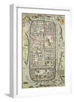 Map of Jerusalem and the Surrounding Area, from Civitates Orbis Terrarum by Georg Braun-Joris Hoefnagel-Framed Giclee Print