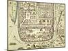 Map of Jerusalem and the Surrounding Area-Joris Hoefnagel-Mounted Giclee Print