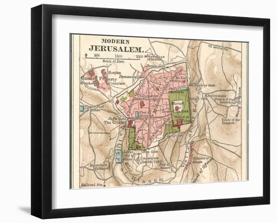 Map of Jerusalem (C. 1900), Maps-Encyclopaedia Britannica-Framed Art Print