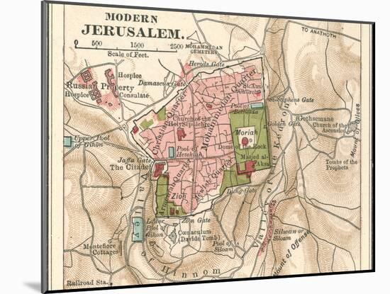 Map of Jerusalem (C. 1900), Maps-Encyclopaedia Britannica-Mounted Art Print