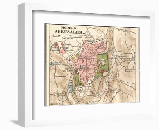 Map of Jerusalem (C. 1900), Maps-Encyclopaedia Britannica-Framed Art Print