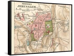 Map of Jerusalem (C. 1900), Maps-Encyclopaedia Britannica-Framed Stretched Canvas