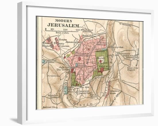 Map of Jerusalem (C. 1900), Maps-Encyclopaedia Britannica-Framed Art Print