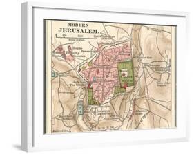 Map of Jerusalem (C. 1900), Maps-Encyclopaedia Britannica-Framed Art Print