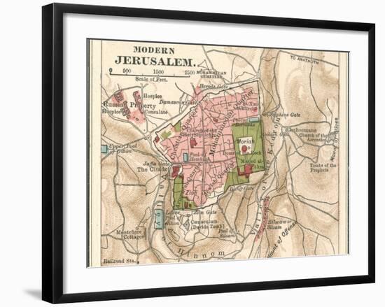 Map of Jerusalem (C. 1900), Maps-Encyclopaedia Britannica-Framed Art Print