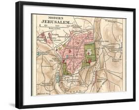 Map of Jerusalem (C. 1900), Maps-Encyclopaedia Britannica-Framed Art Print
